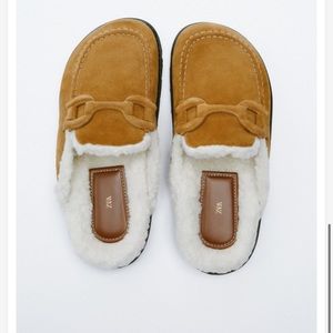 ZARA Split Leather Clogs size 10 New- never used